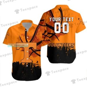 Custom Name Number Tennessee Volunteers Logo Orange Black Hawaiian Shirt