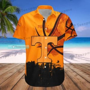 Custom Name Number Tennessee Volunteers Logo Orange Black Hawaiian Shirt