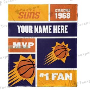 Custom Name Phoenix Suns Established 1968 Fleece Blanket