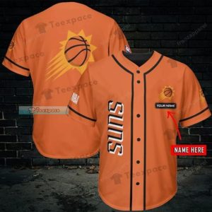 Custom Name Phoenix Suns Flying Ball Orange Baseball Jersey 1