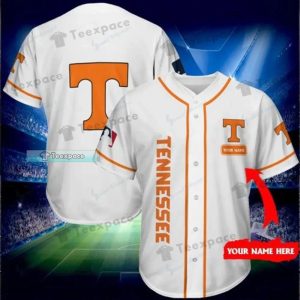Custom Name Tennessee Volunteers Letter Logo White Baseball Jersey