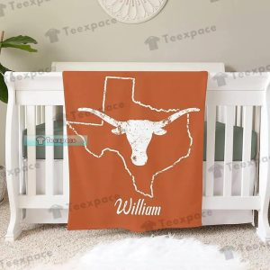Custom Name Texas Longhorns Logo Map Pattern Plush Blanket 2