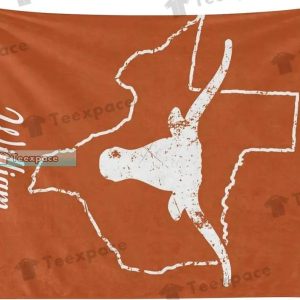 Custom Name Texas Longhorns Logo Map Pattern Plush Blanket 3