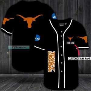 Custom Name Texas Longhorns Vertical Letter Black Baseball Jersey