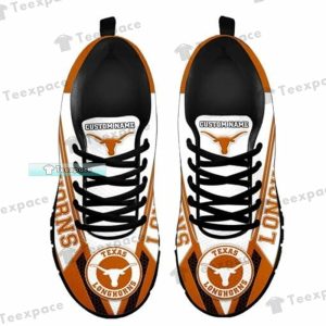 Custom Name Texas Longhorns White Orange Sneakers 4