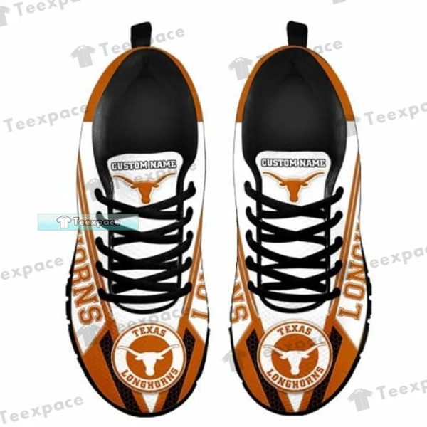 Custom Name Texas Longhorns White Orange Sneakers