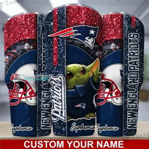 Custom New England Patriots Baby Yoda Band Glitter Pattern Tumbler