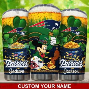 Custom New England Patriots Beer Mickey Happy St. Patrick’s Day Tumbler