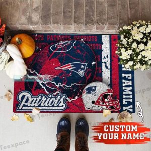 Custom New England Patriots Thunder Brush Pattern Doormat