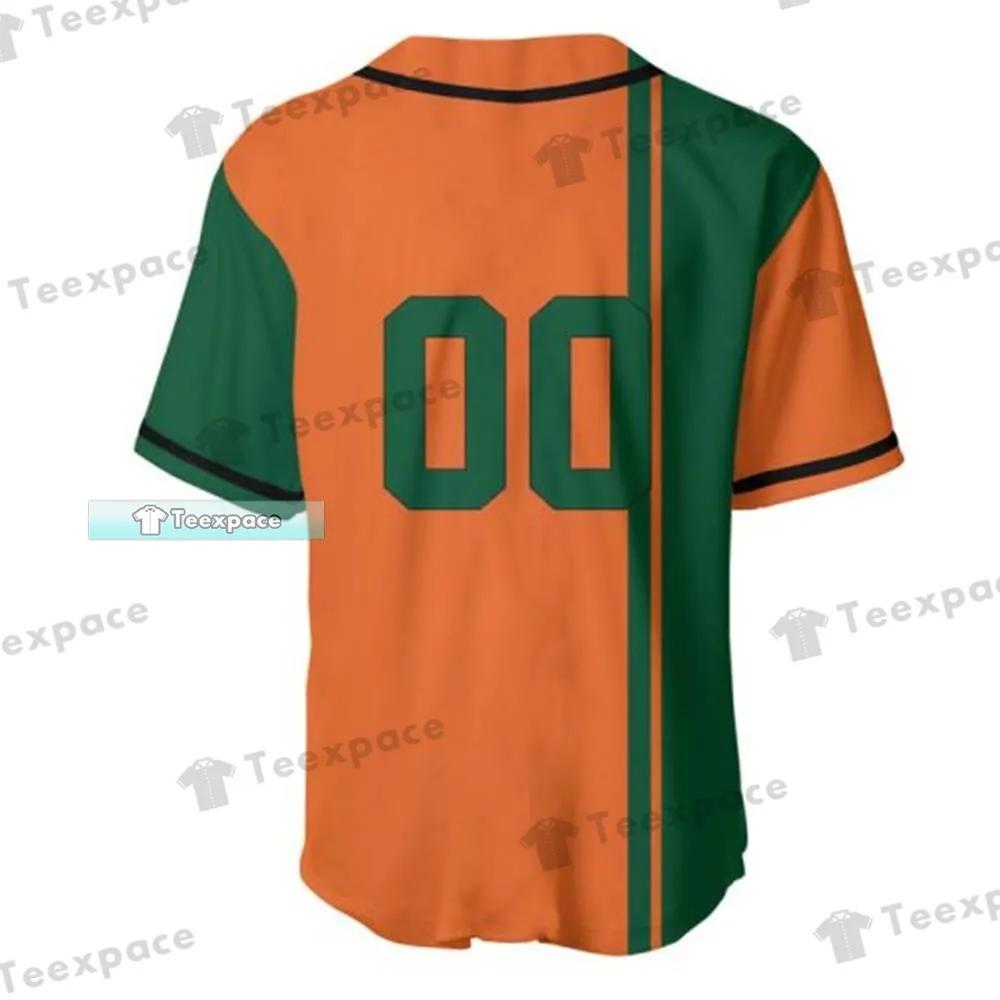 Custom Text Number Miami Hurricanes Orange Green Baseball Jersey 0 1