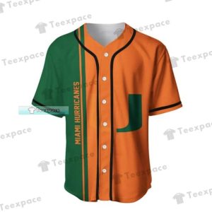 Custom Text Number Miami Hurricanes Orange Green Baseball Jersey 1