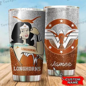 Custom name Wonder Woman Texas Longhorns Tumbler