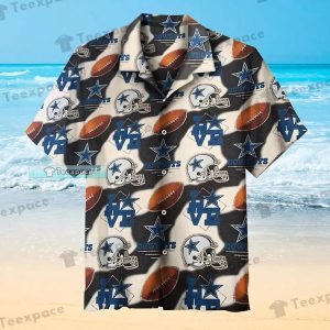 Dallas Cowboys Beige Helmet Pattern Hawaiian Shirt