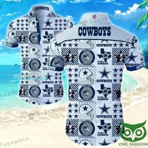 Dallas Cowboys Dark Blue Checked Hawaiian Shirt
