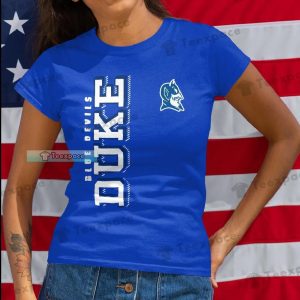 Duke Blue Devils Basketball Vertical Letter Pattern T Shirt Womens