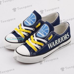 Golden State Warriors Basketball Logo Low Top Canvas Shoes 2