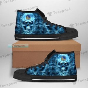 Golden State Warriors Blue Smoke Skull High Top Canvas Shoes 1