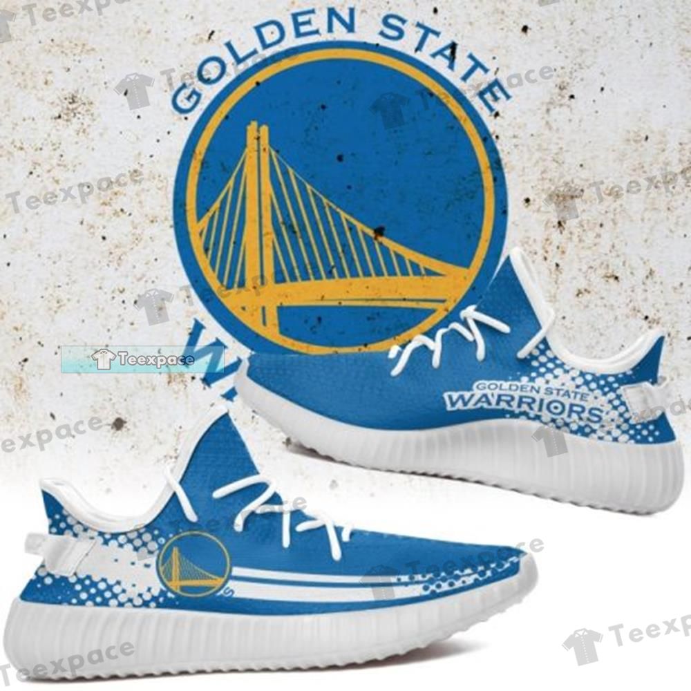 Golden State Warriors Curved Dot Pattern Yeezy Shoes 2