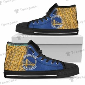 Golden State Warriors Letter Print Pattern High Top Canvas Shoes 1