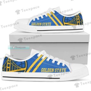 Golden State Warriors Logo Stripes Low Top Canvas Shoes 2