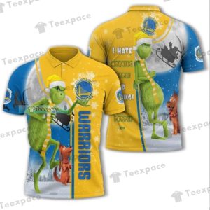 Golden State Warriors The Grinch Ugly Christmas Polo Shirt 2