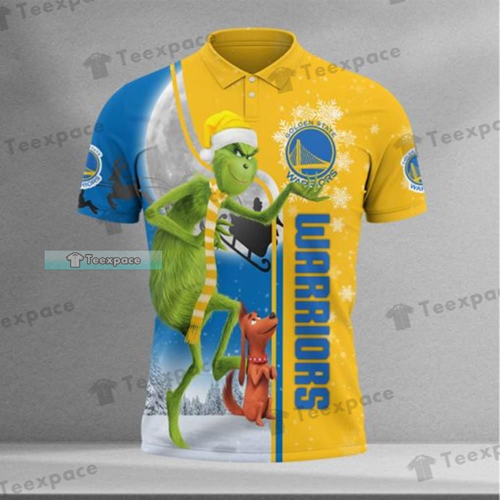 Golden State Warriors The Grinch Ugly Christmas Polo Shirt 3