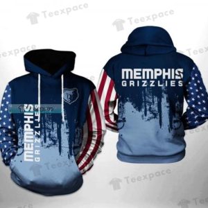 Memphis Grizzlies American Flag Brush Pattern Hoodie 1