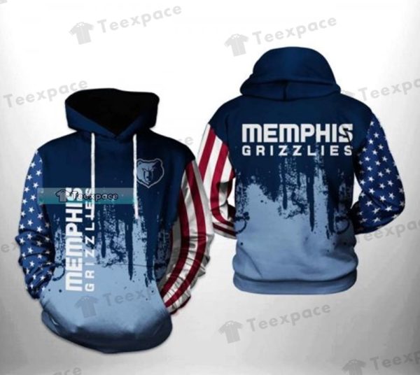 Memphis Grizzlies American Flag Brush Pattern Hoodie