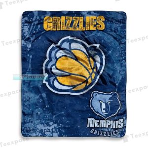 Memphis Grizzlies Basketball Claw Brush Pattern Throw Blanket