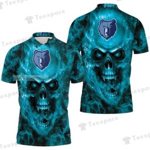 Memphis Grizzlies Blue Flame Skull Polo Shirt
