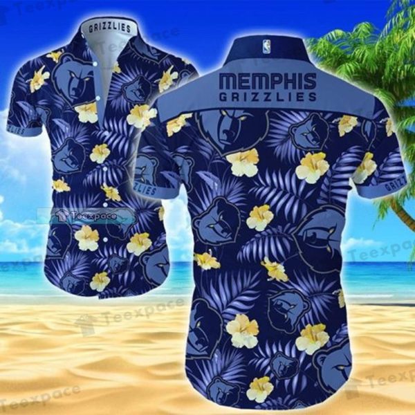 Memphis Grizzlies Night Tropical Flower Hawaiian Shirt