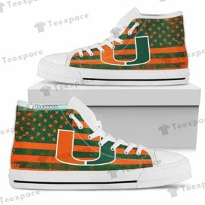 Miami Hurricanes American Flag Pattern High Top Canvas Shoes