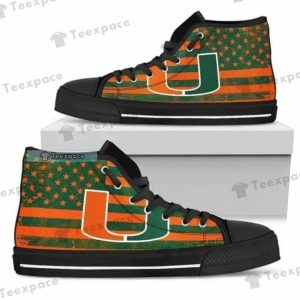 Miami Hurricanes American Flag Pattern High Top Canvas Shoes