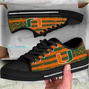 Miami Hurricanes American Flag Pattern Low Top Canvas Shoes