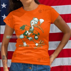 Miami Hurricanes Angry Mascot Smoking T Shirt Womens