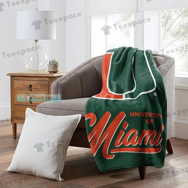 Miami Hurricanes Big Letter Logo Fleece Blanket