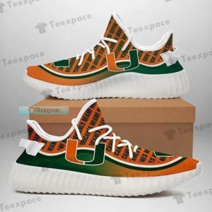 Miami Hurricanes Curved Letter Print Pattern Yeezy Shoes