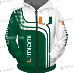 Miami Hurricanes Curved Stripes Pattern Hoodie
