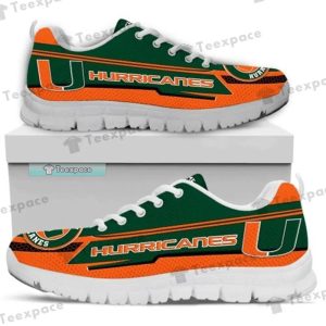 Miami Hurricanes Custom Name Green Orange Sneakers