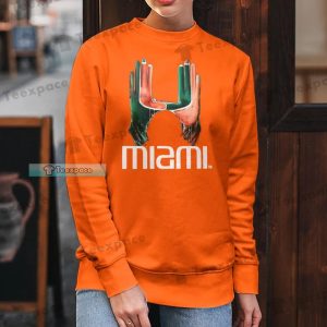 Miami Hurricanes Hands Brush Pattern Long Sleeve Shirt