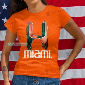 Miami Hurricanes Hands Brush Pattern T Shirt Womens