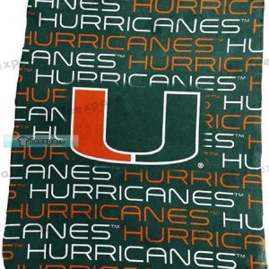 Miami Hurricanes Letter Print Pattern Throw Blanket