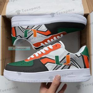 Miami Hurricanes Lightning Pattern Air Force Shoes 1