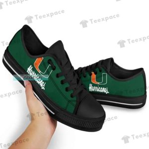 Miami Hurricanes Logo Green Low Top Canvas Shoes