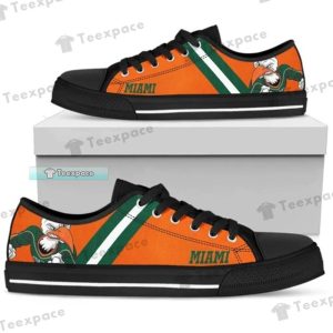 Miami Hurricanes Mascot Stripes Texture Low Top Canvas Shoes
