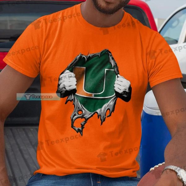 Miami Hurricanes Tearing Logo Pattern Shirt