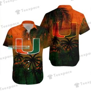 Miami Hurricanes Tropical Sunset Hawaiian Shirt 2