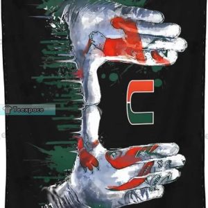Miami Hurricanes Two Hands Brush Pattern Throw Blanket