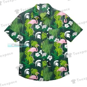Michigan State Spartans Flamingo Flower Pattern Hawaiian Shirt 1