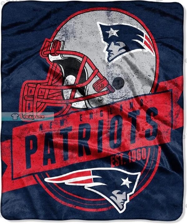 New England Patriots Logo Jersey Design Sherpa Blanket
